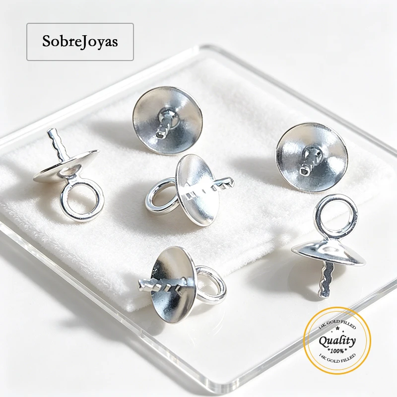 925 Sterling Silver Cup & Notched Peg Drop Bead Cap Jewelry Findings DIY Accessories for Crafting