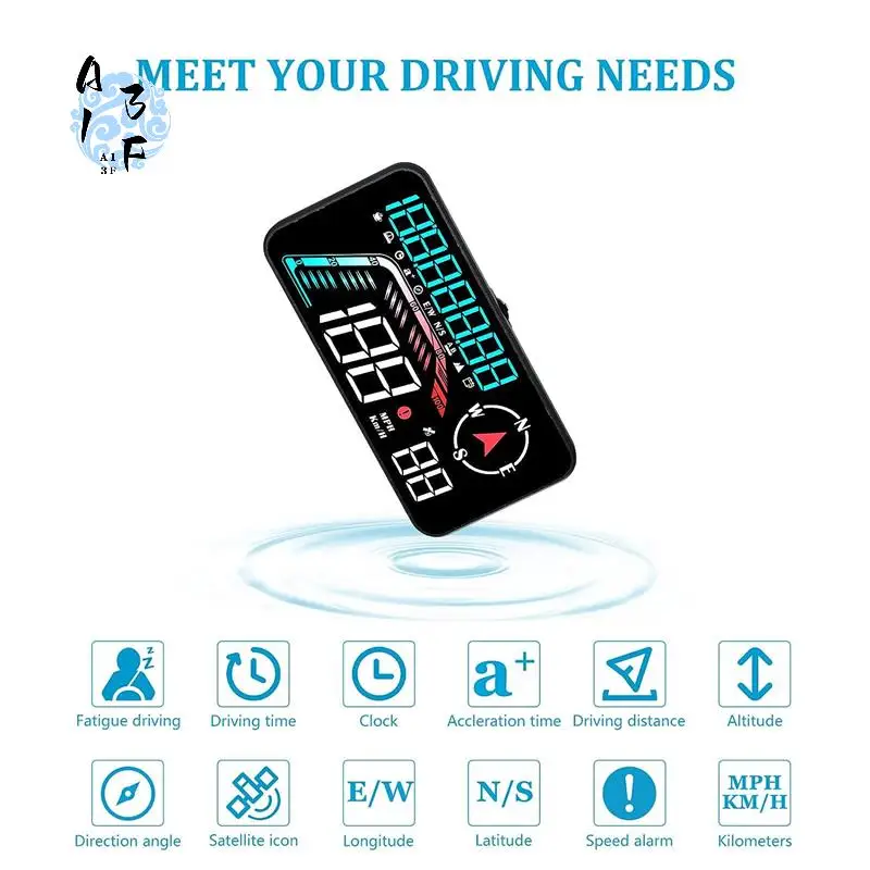 

A13F-G12 HUD Head-Up Display GPS Car Display Speeding Alarm Driving Speed Universal As Shown Easy Install Easy To Use