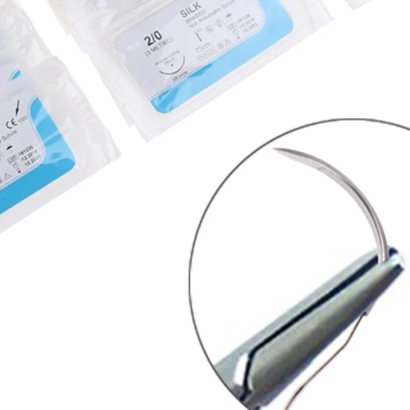 

12 шт. 2/0 3/0 4/0 стоматологические хирургические иглы шелковая медицинская нить шовный комплект хирургической практики обучающие демонстрации