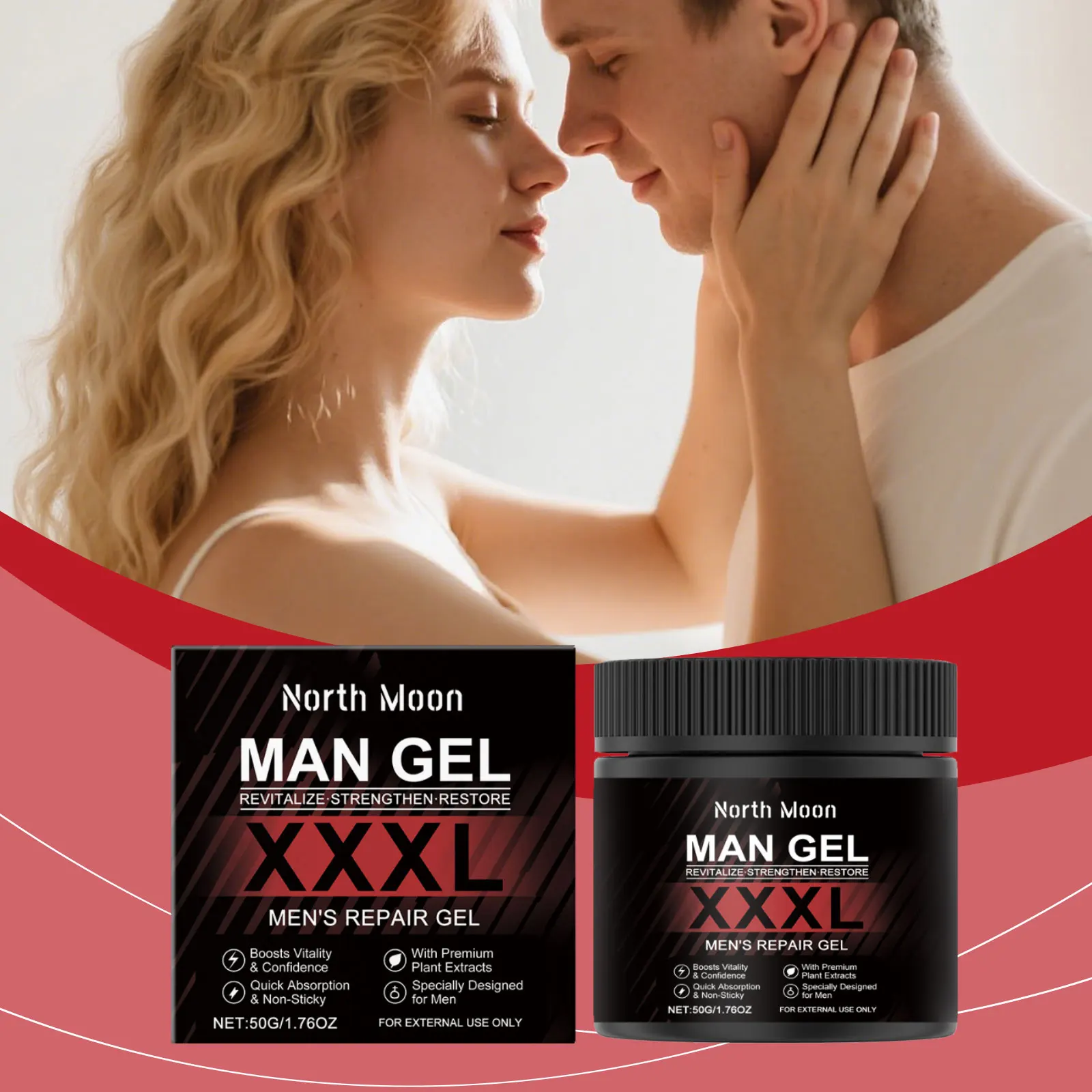 Men's care gel, daily gentle care for body skin, refreshing and comfortable external application