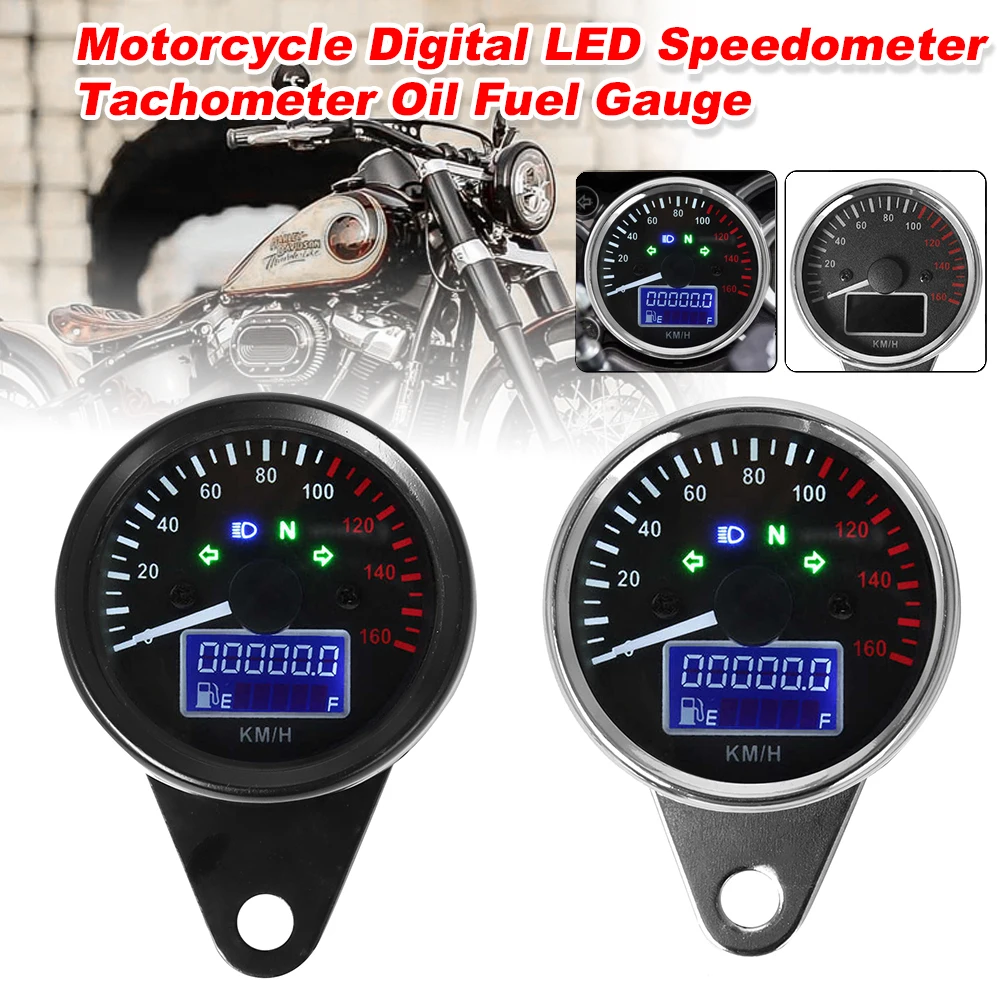 Motorcycle Speedometer Universal Motorcycle Panel Speedometer 0~160KM/H Motorcycle Digital LED LCD Speed Gauge Retro