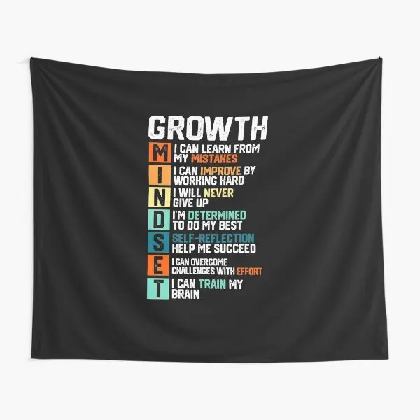 Growth Mindset Entrepreneur Teacher Moti  Tapestry Art Travel Decoration Wall Beautiful Living Home Bedroom Blanket Colored