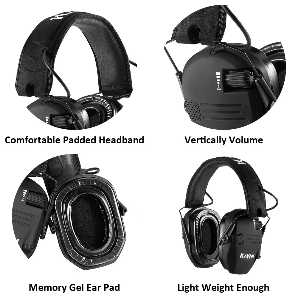 Electronic Hearing Protection Tactical Headsets, Anti-noise Hunting Silicone Earmuffs, Shooting Ear Protective for Sports