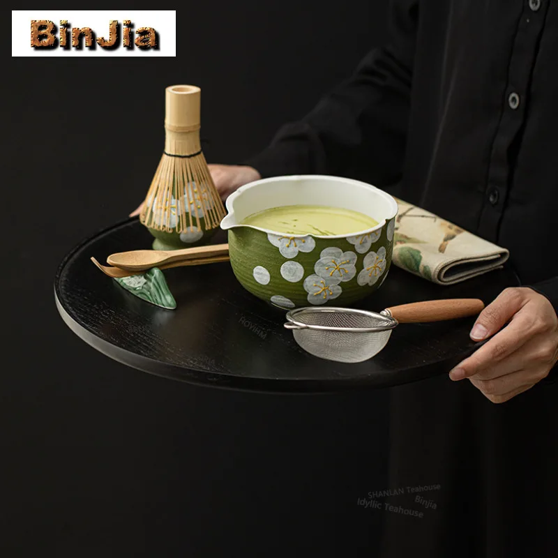 

Hand-painted Butterfly Orchid Small Daisy Tea Set Complete Set Japanese Matcha Set Kit Tea Holder Bamboo Tranditional Tea Sets