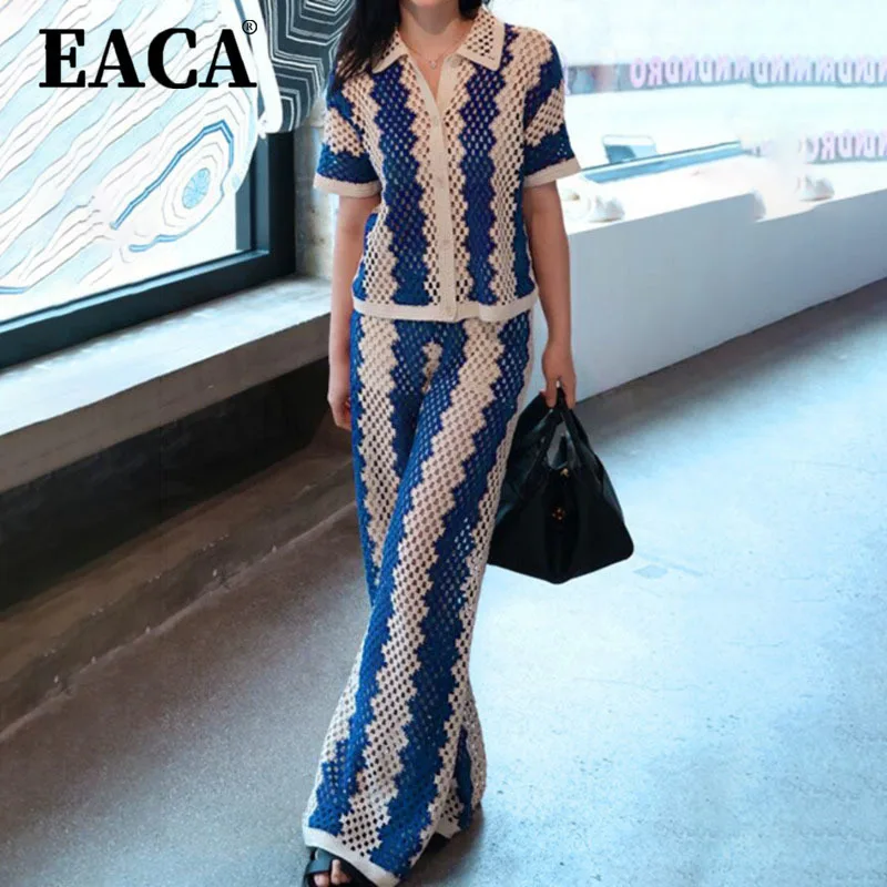 

EACA 2025 Summer Color Block Sleeveless Knit Cardigan With 3D Pattern Versatile Lightweight Coverup Casual Chic Beach Loungewear