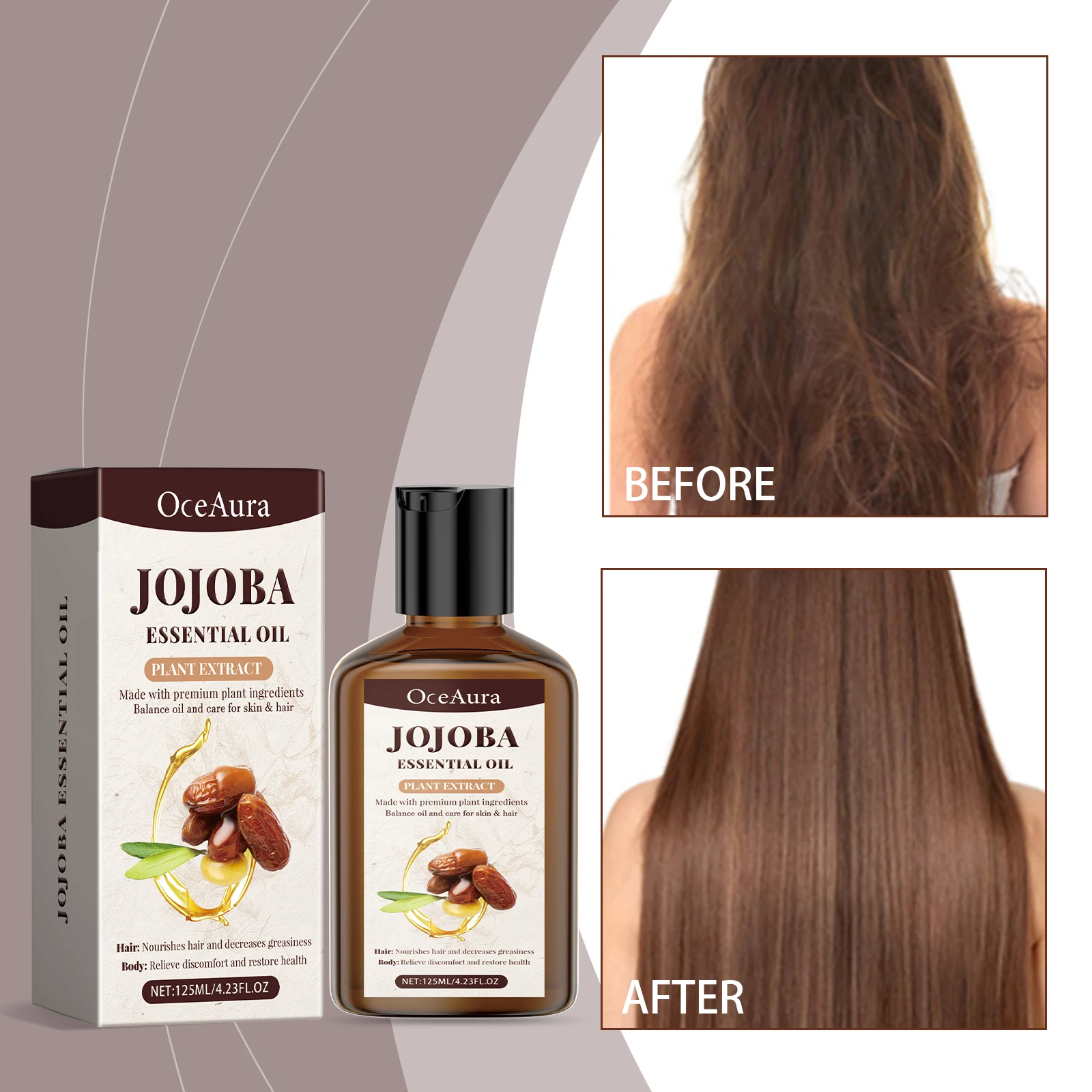 زيت الجوجوبا العطري - مستخلص نباتي نقي 100% للعناية بالبشرة والشعر - يوازن الزيت ويغذي فروة الرأس ويهدئ البشرة - 4.23 أونصة سائلة