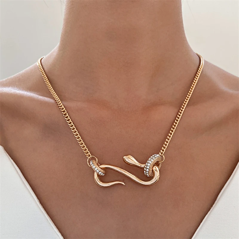 Punk Goth Snake Pendant Necklace for Women Men Unique Winding Animal Necklace 2024 Trendy Friendship Birthday Aesthetic Jewelry