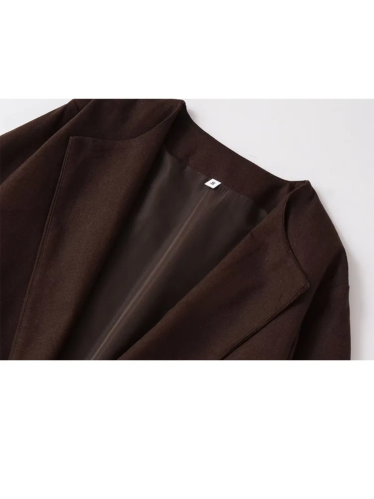 HH النساء 2025 موضة جديدة متعددة الاستخدامات طاقم الرقبة الصلبة مربوط السترة معطف الإناث شيك أنيق مكتب سليم كم طويل سترة Mujer #5