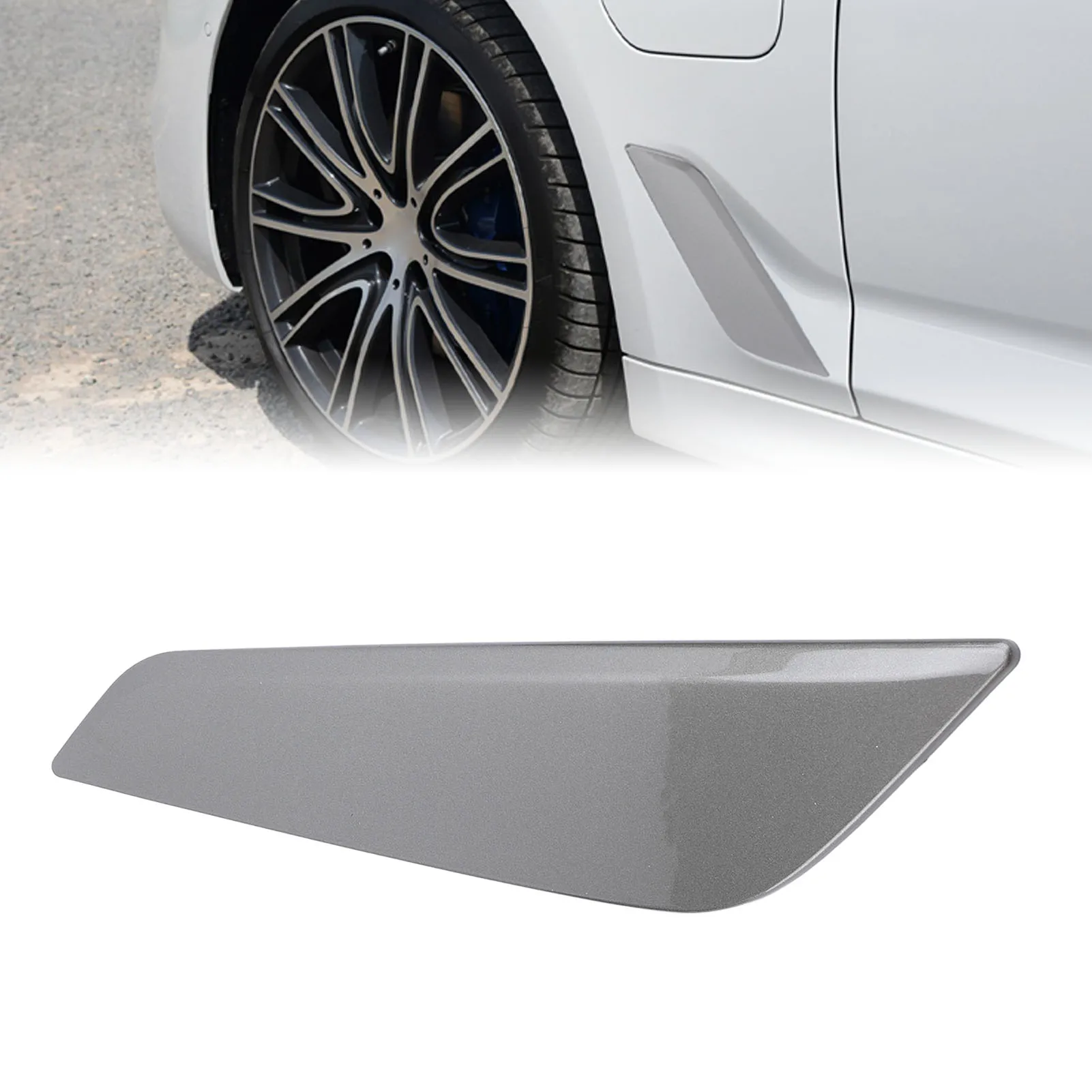 

Silver Stylish Mud Guard Side Air Outlet Cover Trim Left/Right 51747439013 51747439014 Fit for BMW 5 Series G30 G31 2017-2023