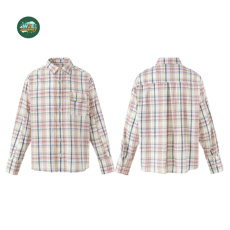 W2EJOURNEY EU US Size Luxury Quality Work Shirt Outdoor Wear Trendy Retro Oversize Plaid Long Sleeve Shirt For Men Women