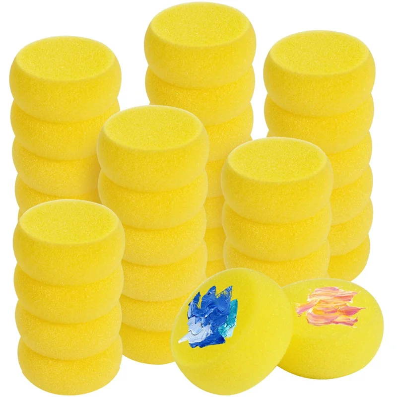 

ADP-70Pcs Round Painting Sponge 3Inch Yellow Synthetic Sponge Watercolors Artist Sponge for Painting,Pottery Clay Art Crafts