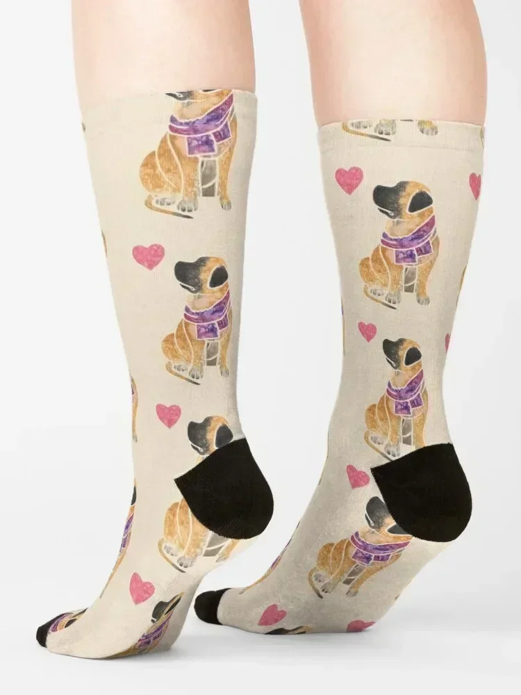 نسخة من الألوان المائية الإنجليزية الدرواس الكلب الجوارب الرجال القطن عالية الجودة المهنية تشغيل هدية الكريسماس الجوارب النسائية الرجال