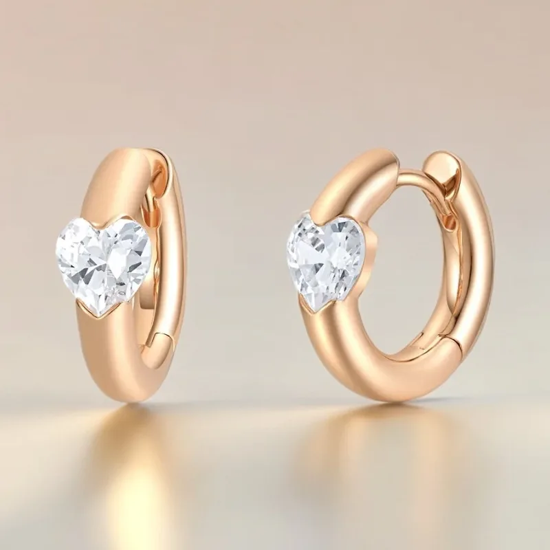 Fashionable and elegant multi-purpose love-shaped ear studs with luxurious love-shaped diamonds - women's earrings