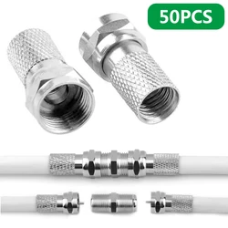 50PCS/Set Copper Twist On RG6 F Type Coaxial Cable Connector Plugs RF/AV Signal Cable Connector TerminalsPlugs