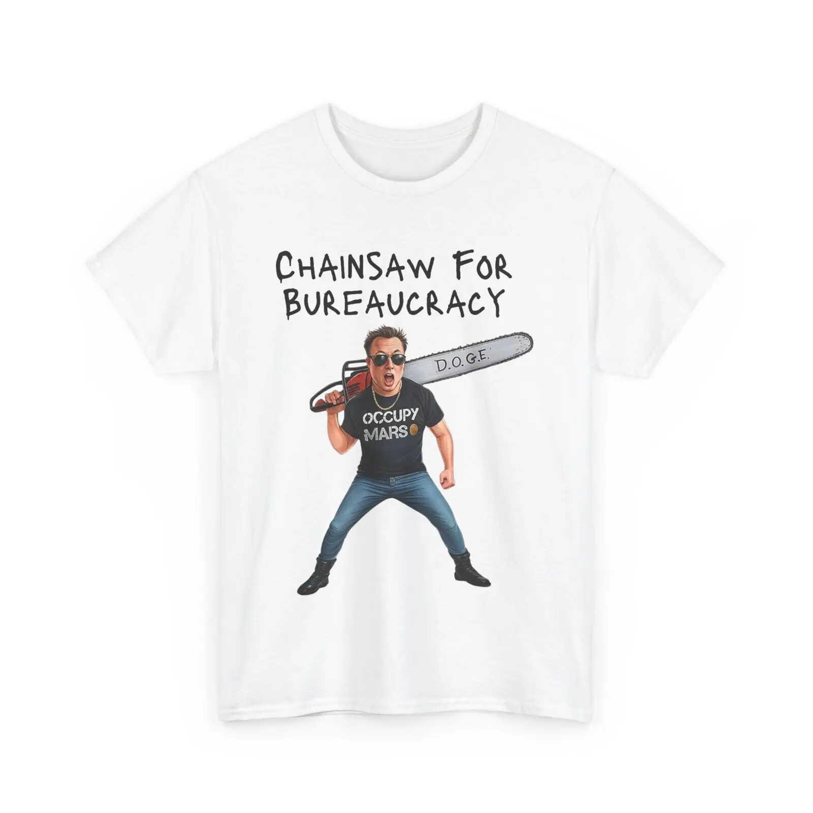 

Футболка с политическим юмором D O G E Chainsaw for Bureaucracy Meme