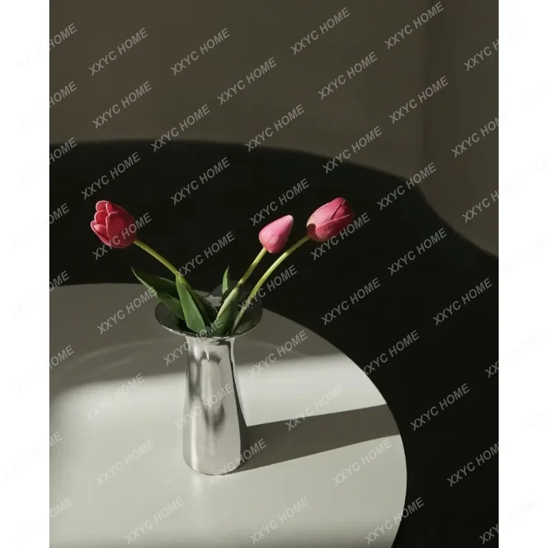 XX light luxury electroplated silver ceramic vase ornament ornament high-end flower sensory device