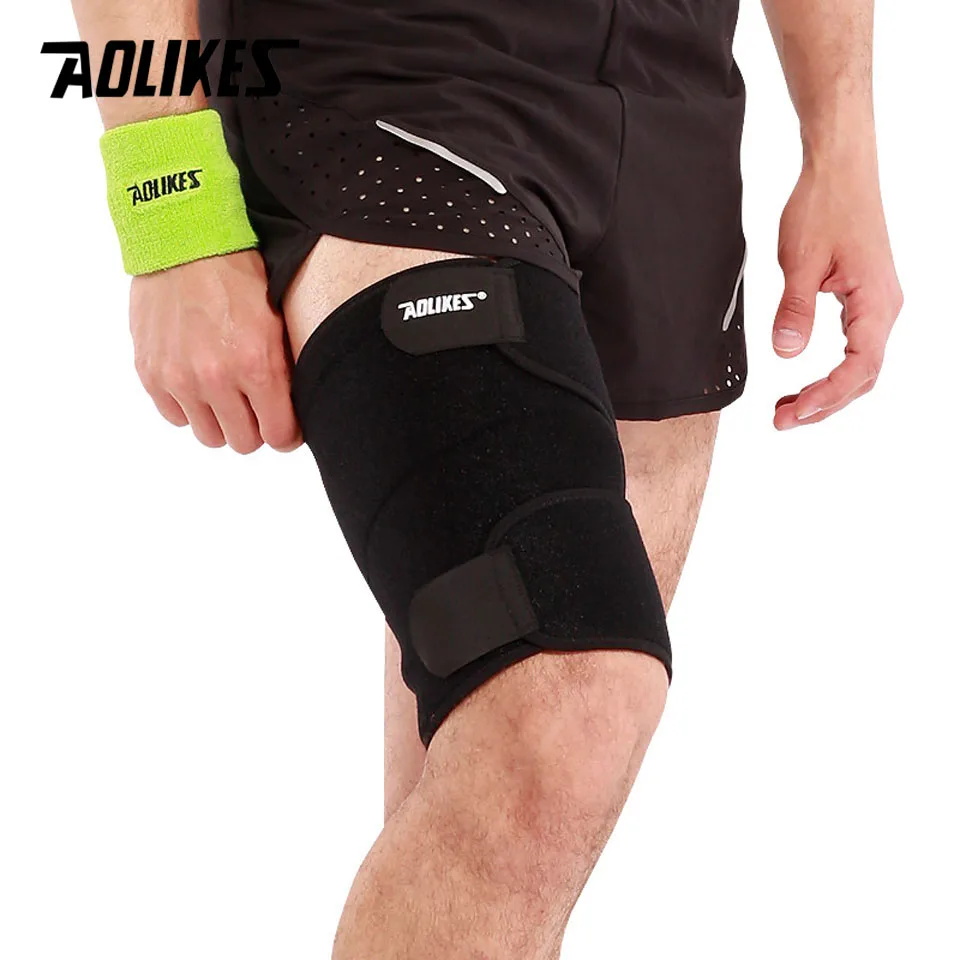 AOLIKES 1PCS Adjustable Compression Thigh Brace Knee Support Leg Sleeve Upper Leg Wrap for Women Men Muscle Pain Relief