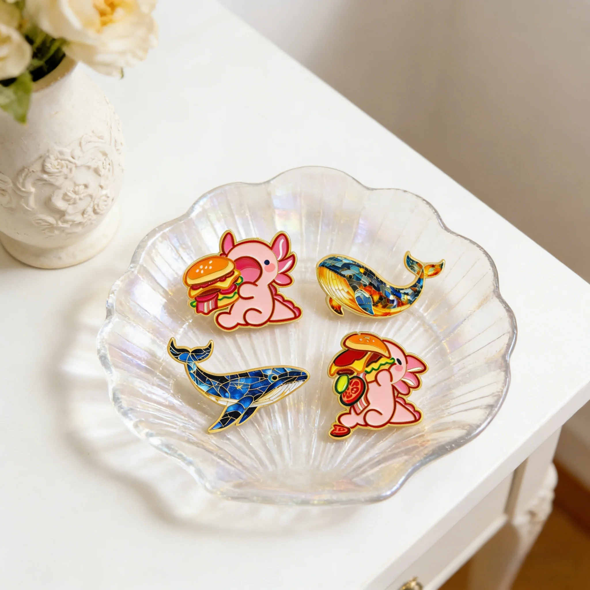 Colorful Whales Enamel Pins Giant Salamander Brooch Metal Lapel Pin Badge on Backpack Clothing Accessories Fashion Jewelry Gifts
