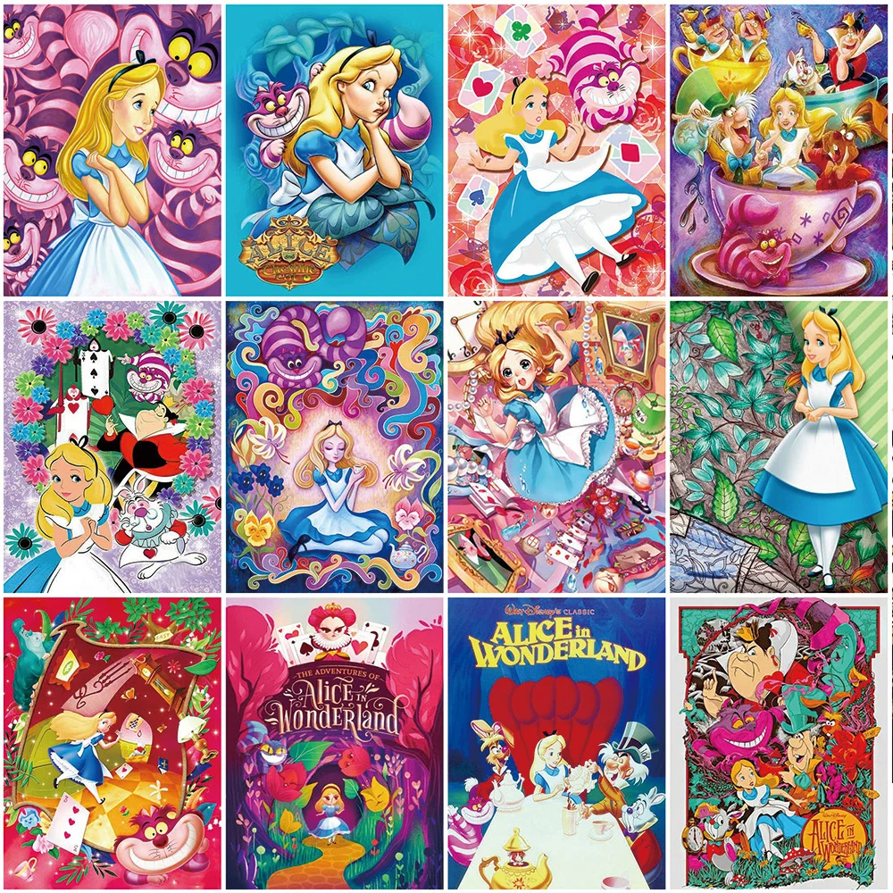 Digital oil painting DIY cartoon Disney Alice in Wonderland color digital home wall living room art decoration children's gift