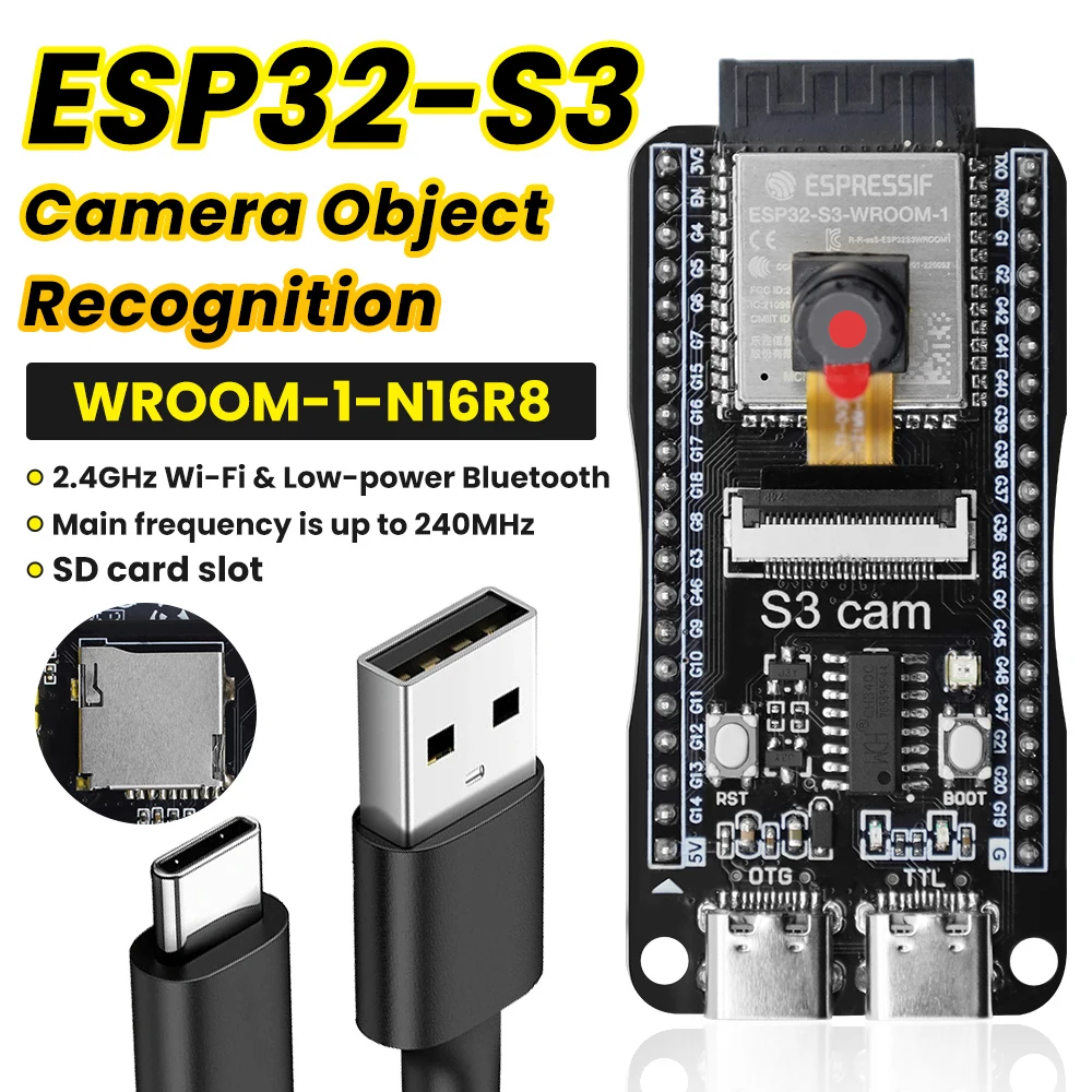1-3PCS Kidsbits ESP32-S3 CAM Development Board with OV3660 Camera Type-C USB AI Face Recognition Support Arduino IDE IoT Project