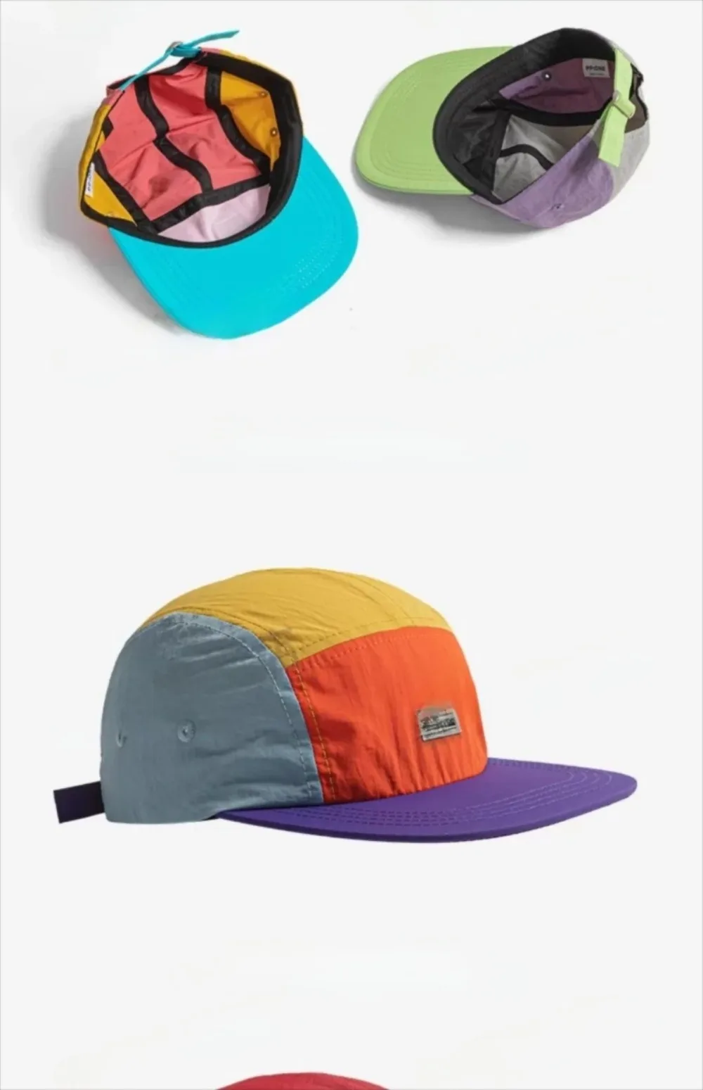 Lässige Hip-Hop-Hüte im japanischen Stil, 5-Panel-Baseballkappe mit dünnem, flachem Rand, atmungsaktiv, schnell trocknend, Sonnenschutzhut, Unisex – Detail 4