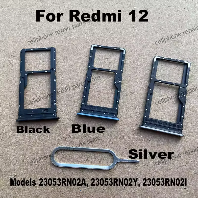 New For Xiaomi Redmi 12 Sim Card Tray Slot Holder Socket Adapter Connector Repair Parts Replacement 4G 5G