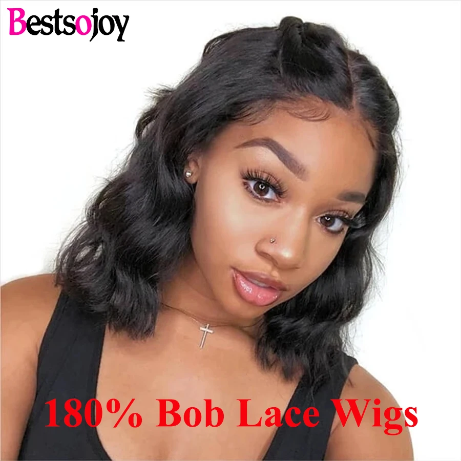 Short Bob Body Wave Wig Cuticle Aligned T Part Human Hair Transparent Lace Wigs For Black Women Brazilian Hair 4x4 Closure Wigs