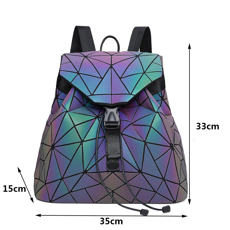 Fashion Women Backpack Geometric Luminous Students Backpacks For Girls Boy Drawstring School Bags Travel Bag