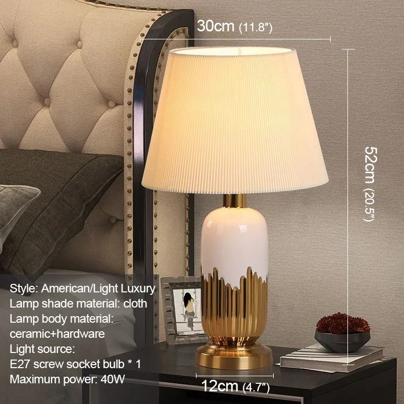 CEDRIC Modern Ceramic Table Lamp LED Simple Creative Green Nordic Bedside Desk Light for Home Living Room Bedroom Decor