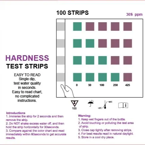 100 Strips Hard Water Test Kit Water Hardness Test Strips Fast and Accurate Testing for Drinking Water, Pool and Aquarium