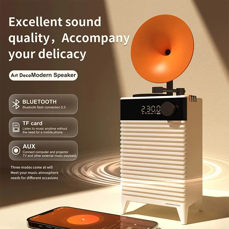 Pop Home Retro Desktop Bluetooth Speaker With Night Lamp Digital Clock Music Player Portable Rechargeable Subwoofer Stereo Sound