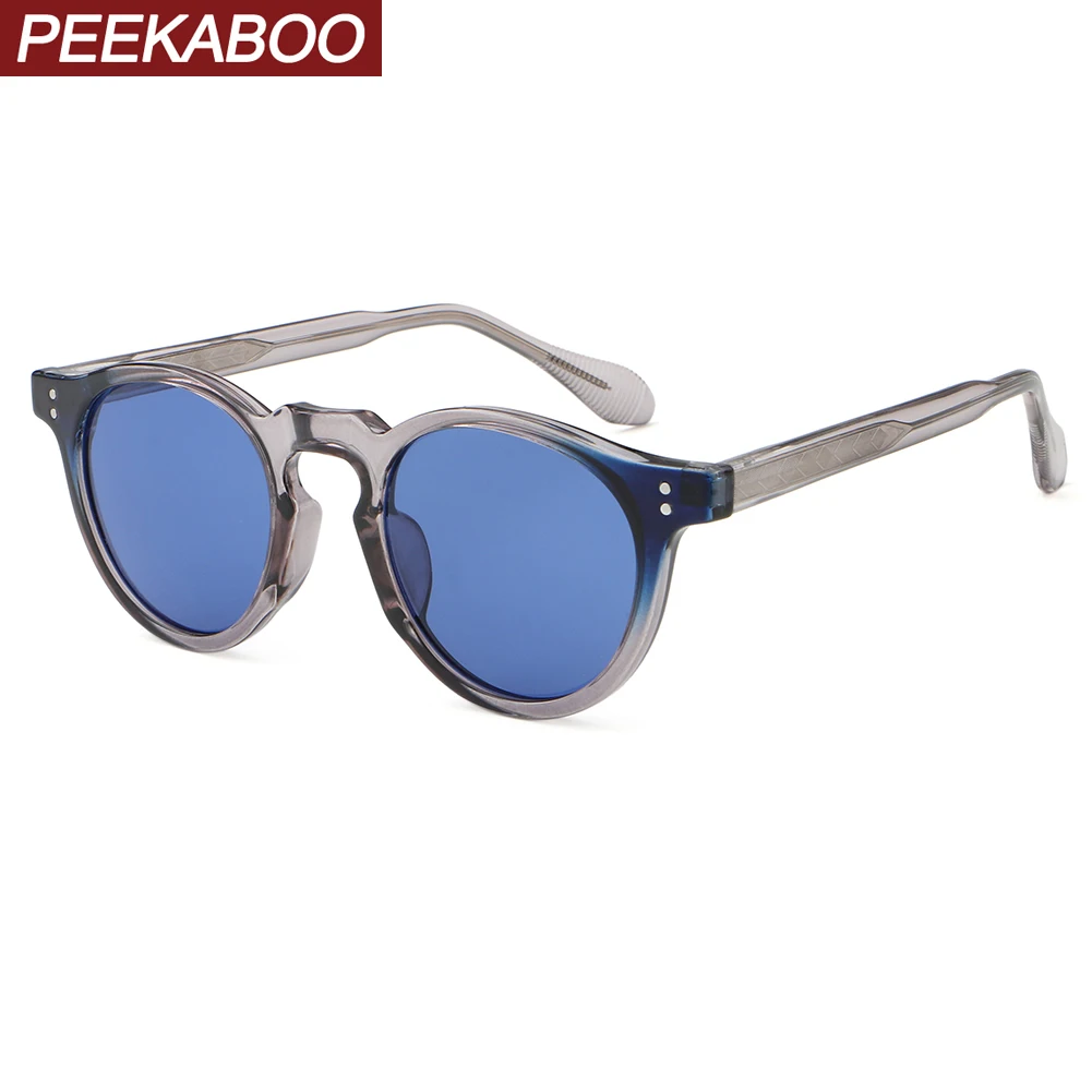 

Peekaboo CP acetate polarized sunglasses retro women blue green unisex round sun glasses for men uv400 summer style male 2024