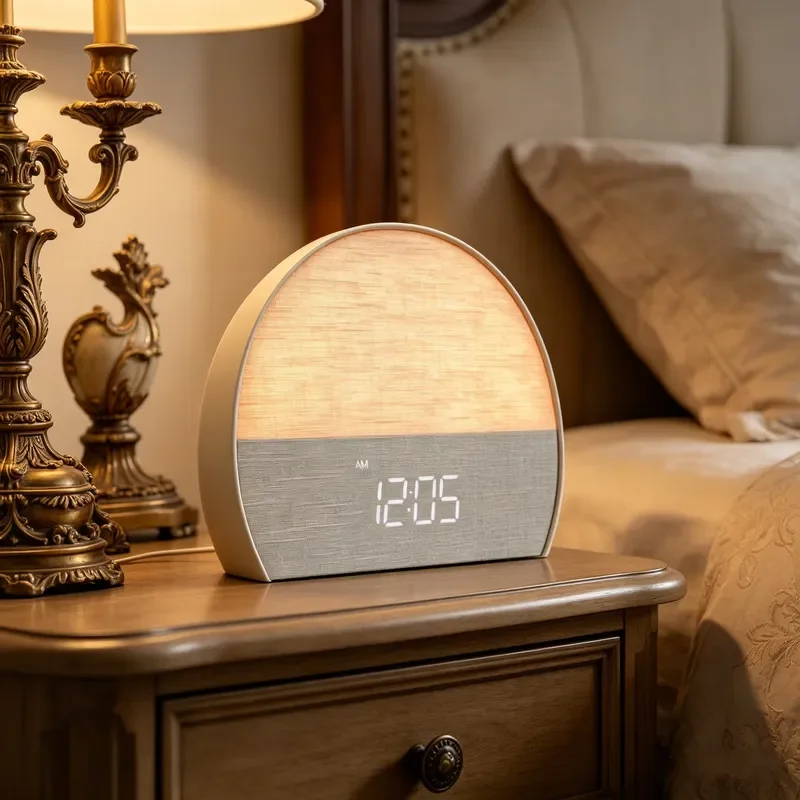 Smart Sunrise Alarm Clock Digital Wake Up Light with White Noise Bluetooth Speaker FM Radio for Bedroom Sleep Aid Gentle