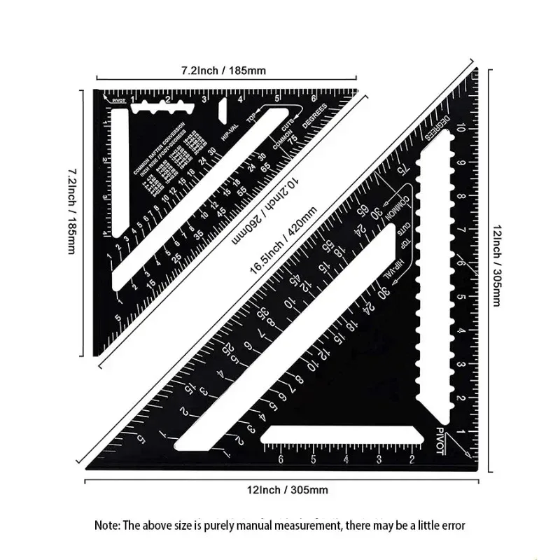 12/7inch Triangle Angle Ruler Squares Triangular Measuring Ruler Woodwork Angle Protractor Gauge Measuring Tool Dropshipping