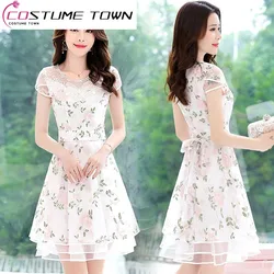 Summer Lace Dress Women's 2023 New Summer Elegant and Fashionable Fragmented Flower Skirt