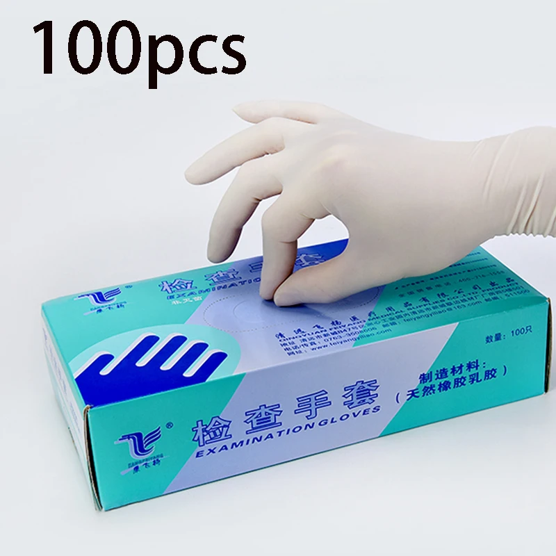 100pcs White Disposable Nitrile Gloves Powder Free Waterproof S/M/L Tattoo Latex Gloves Tattoo Accessories Household Cleaning