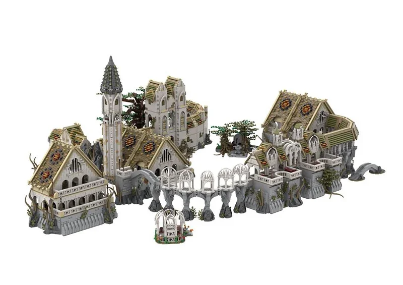 Technology Bricks Moc Building Blocks Magical Rings Movie UCS Rivendell Valley Model DIY Assembly Street View Toys Gifts