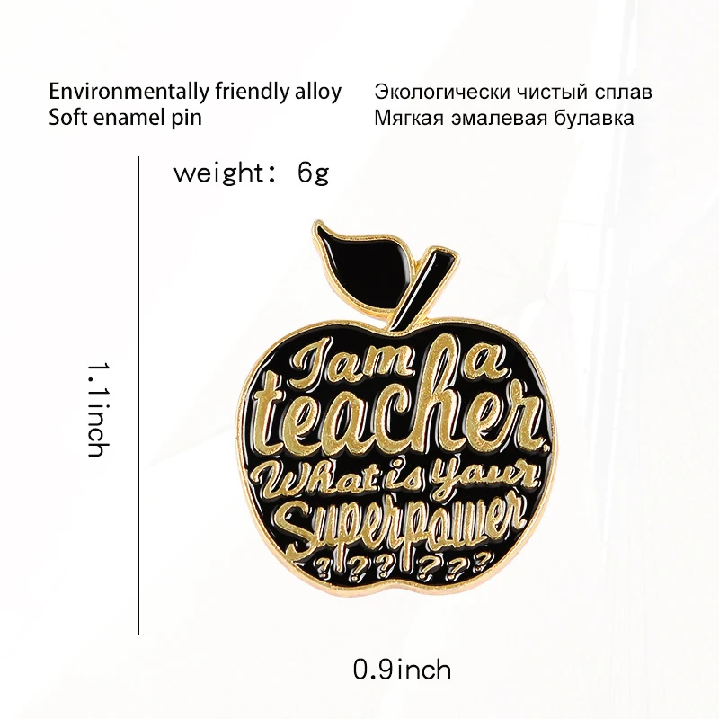 교사용 배지 핀 데님 Colthes 가방, 만화 과일 배지, 주얼리 선물, 4 가지 스타일, 애플 에나멜 브로치, 선생님 초강력