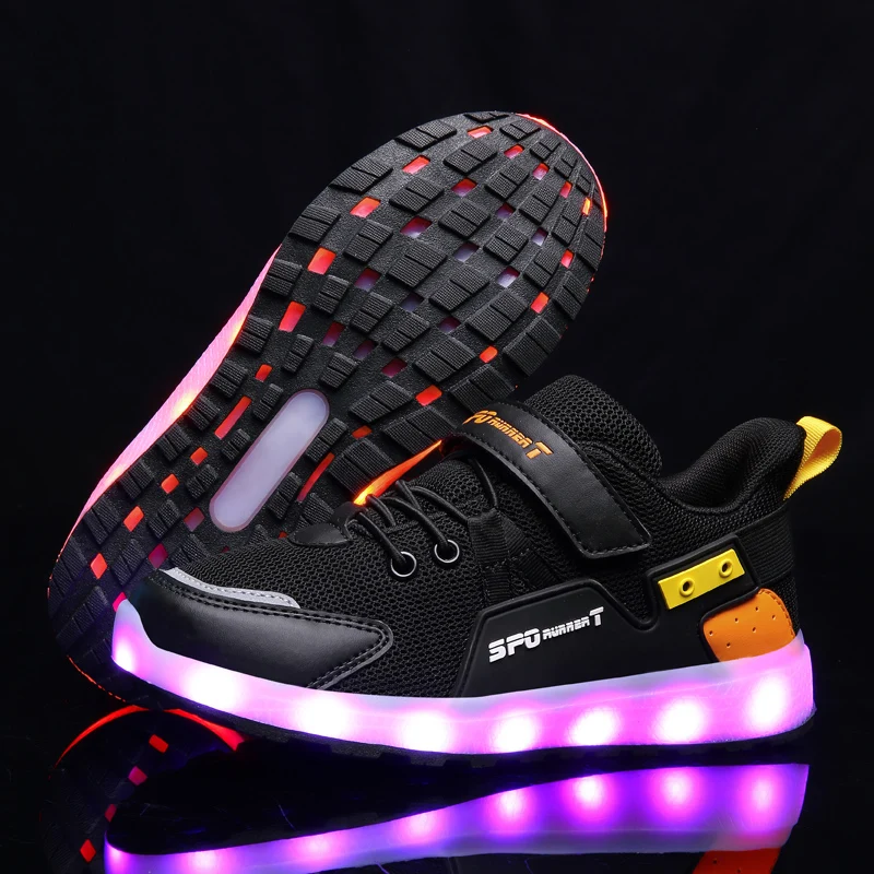 Children\'s Casual Shoes LED Lights Shoes Boys Mesh Breathable With Charging Holiday Activity Outdoor Girls Sneakers Lighting