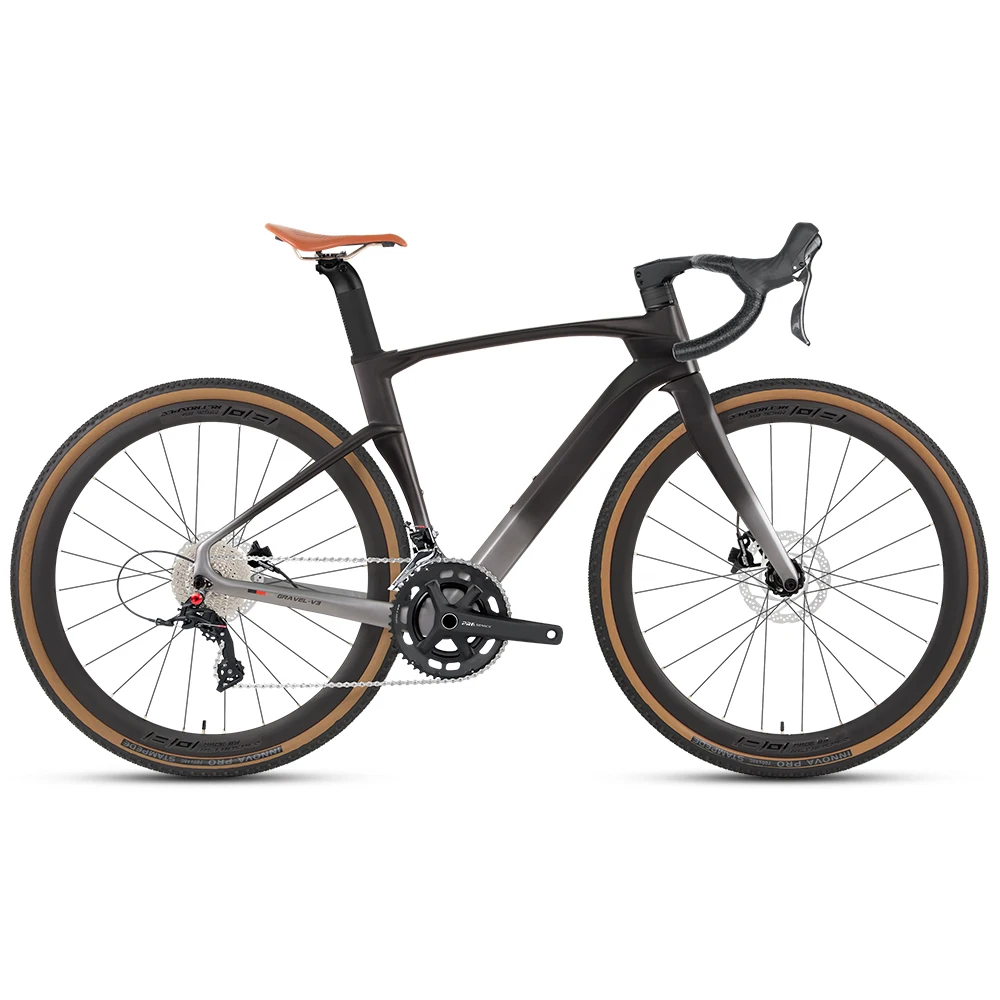 

Карбоновый гравийный велосипед с 24-скоростной трансмиссией, внедорожный велосипед с высокопроизводительными гидравлическими дисковыми тормозами и шинами 40C, кросс-кантри велосипед