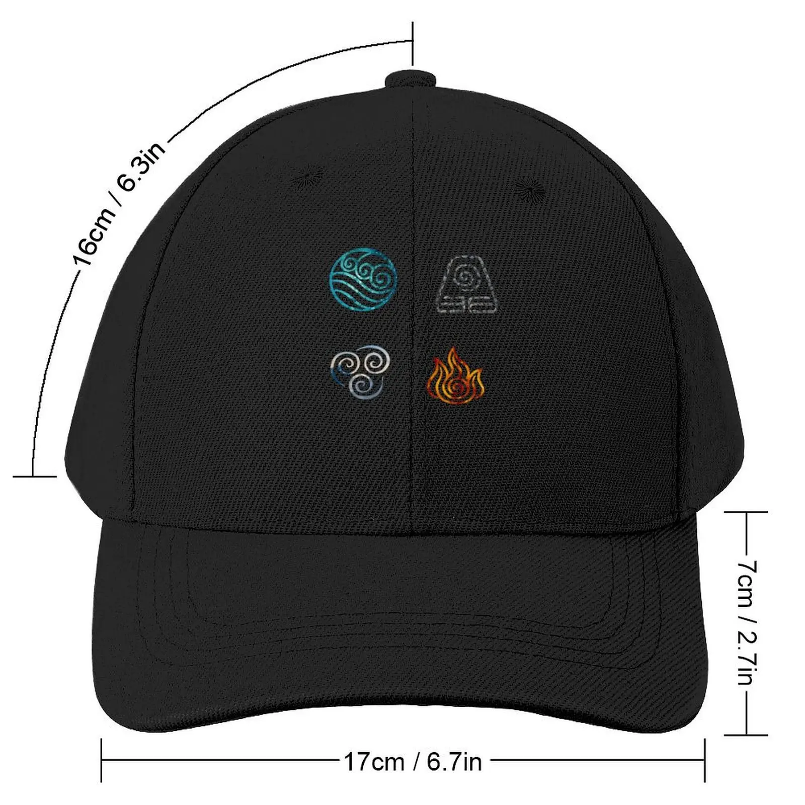 Avatar the Last Airbender Element Symbols Baseball Cap Big Size Hat Rugby Luxury Woman Men's