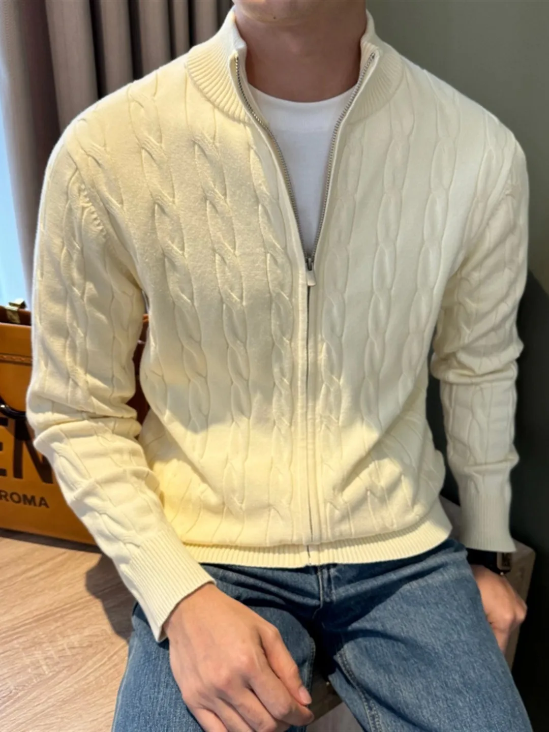 

Fur Collar Pullovers Boys Mens Winter Wool Knitted Warm Thermal Thickened Heavyweight Comfortable Soft Protection Cold Weather