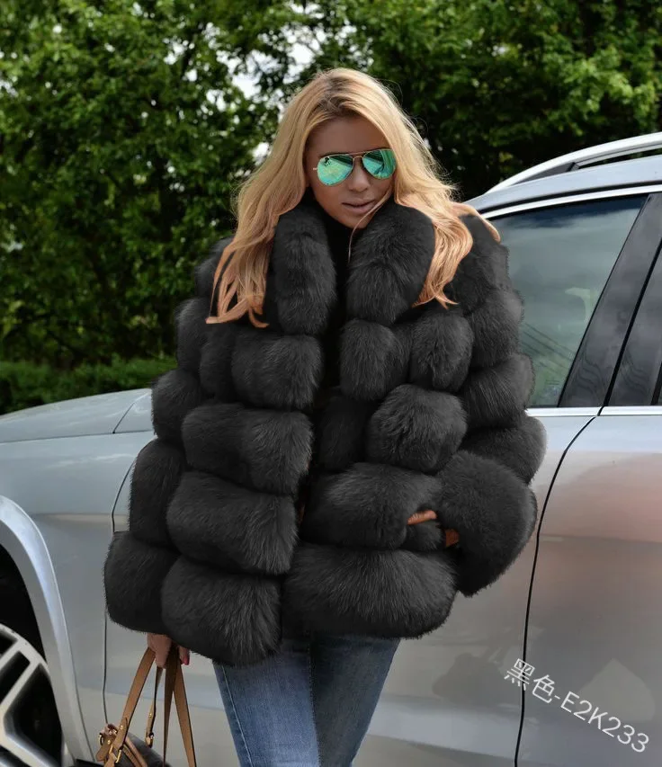 New winter coats wholesale thick and loose temperament pure color fashion Artificial fur plus rabbit fur  woman plus size coat