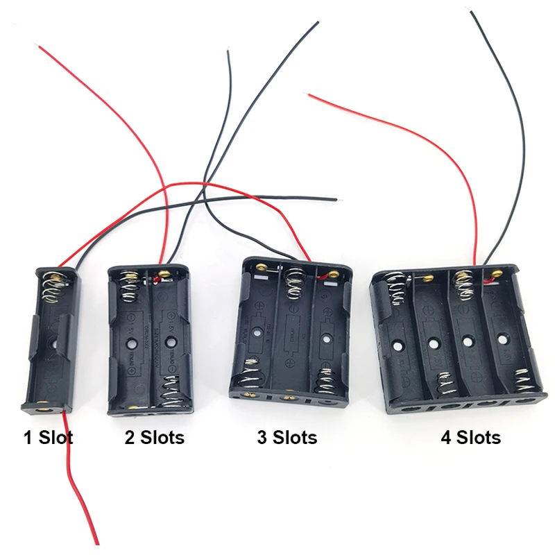 

5 шт. 1 2 3 4 слота для портов AA 2AA 3AA 4AA 1,5 В 3 В 4,5 В 6 В Размер питания Чехол для хранения батарей Коробка-держатель 3Xaa 2xaa aa с проводами h