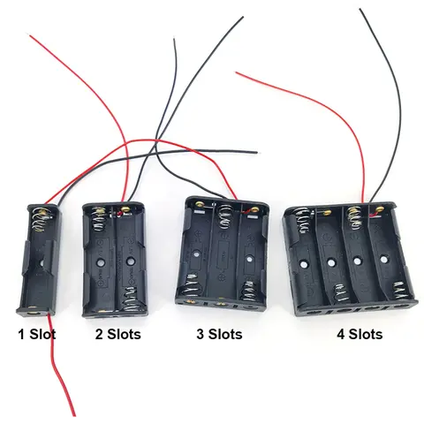5 pièces 1 2 3 4 emplacements ports AA 2AA 3AA 4AA 1.5v 3v 4.5v 6v taille boîtier de rangement de batterie support de la boîte 3Xaa 2xaa aa avec fils h