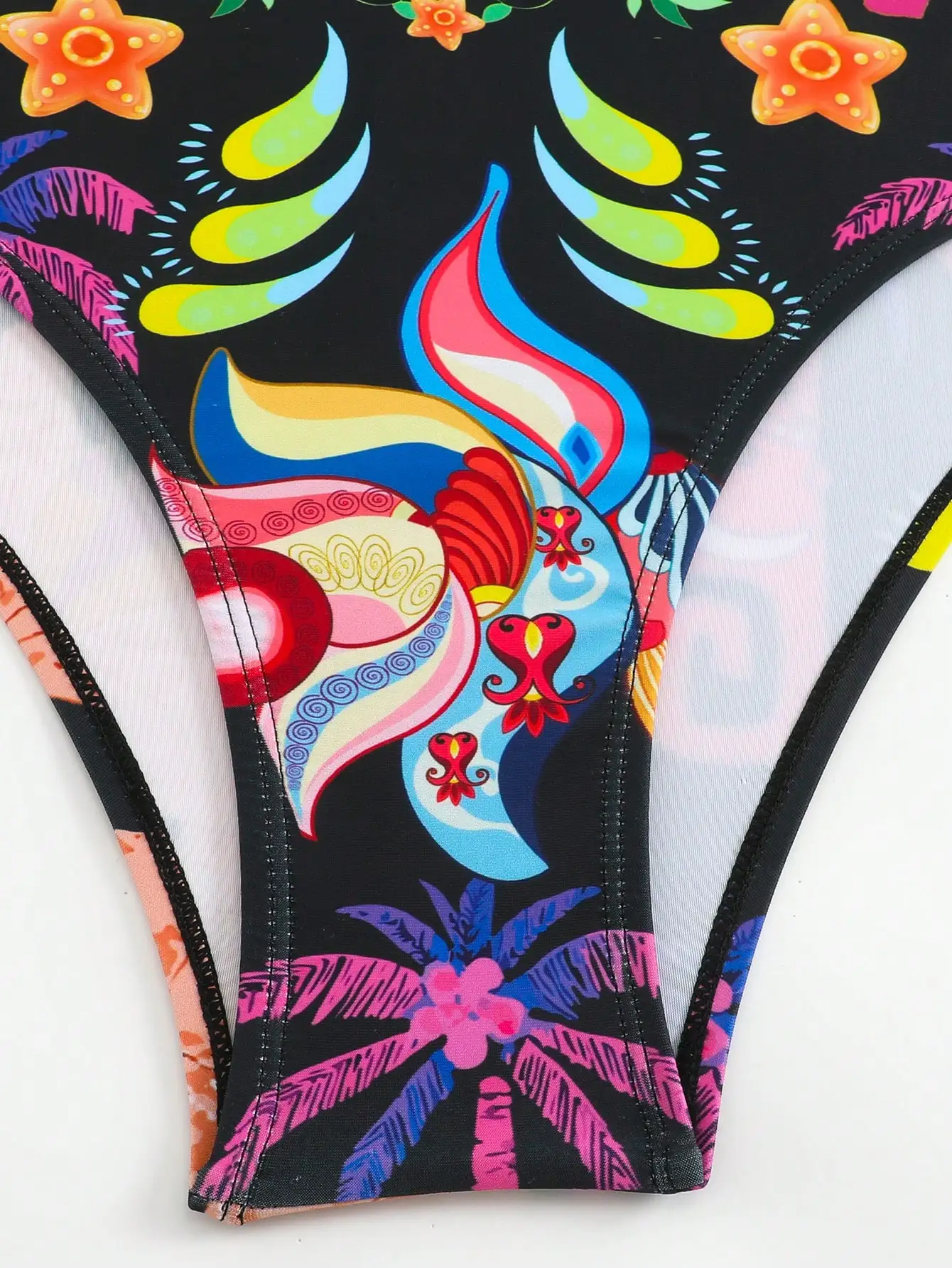 

Яркий слитный купальник с тропическим принтом для женщин, пляжная одежда для отпуска