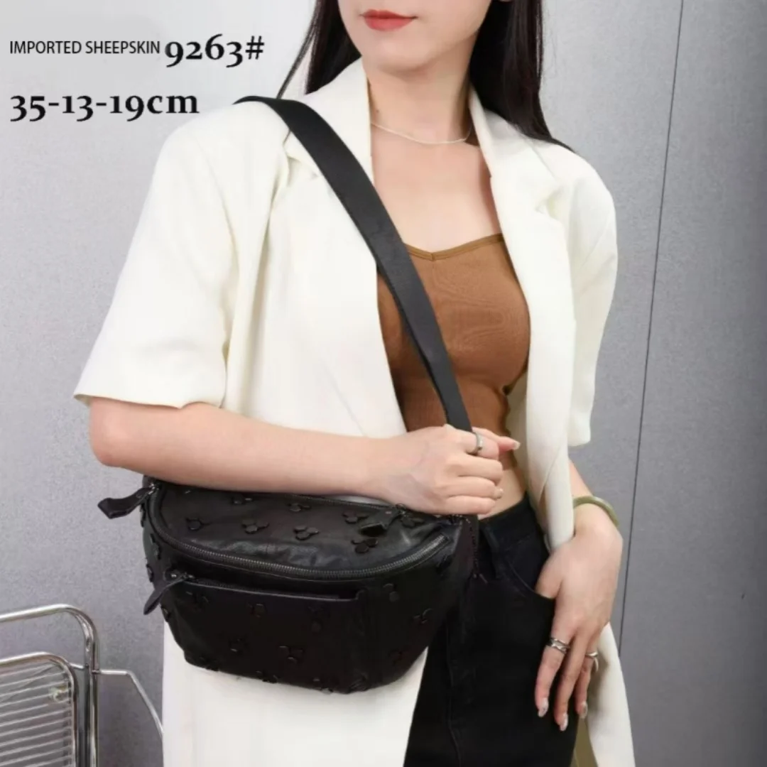 

Sheepskin Crossbody Bag Women Handbag 35x15x19cm Fashion Luxury Beautiful Ladies Sheepskin Leather Shoulder Messenger Bag