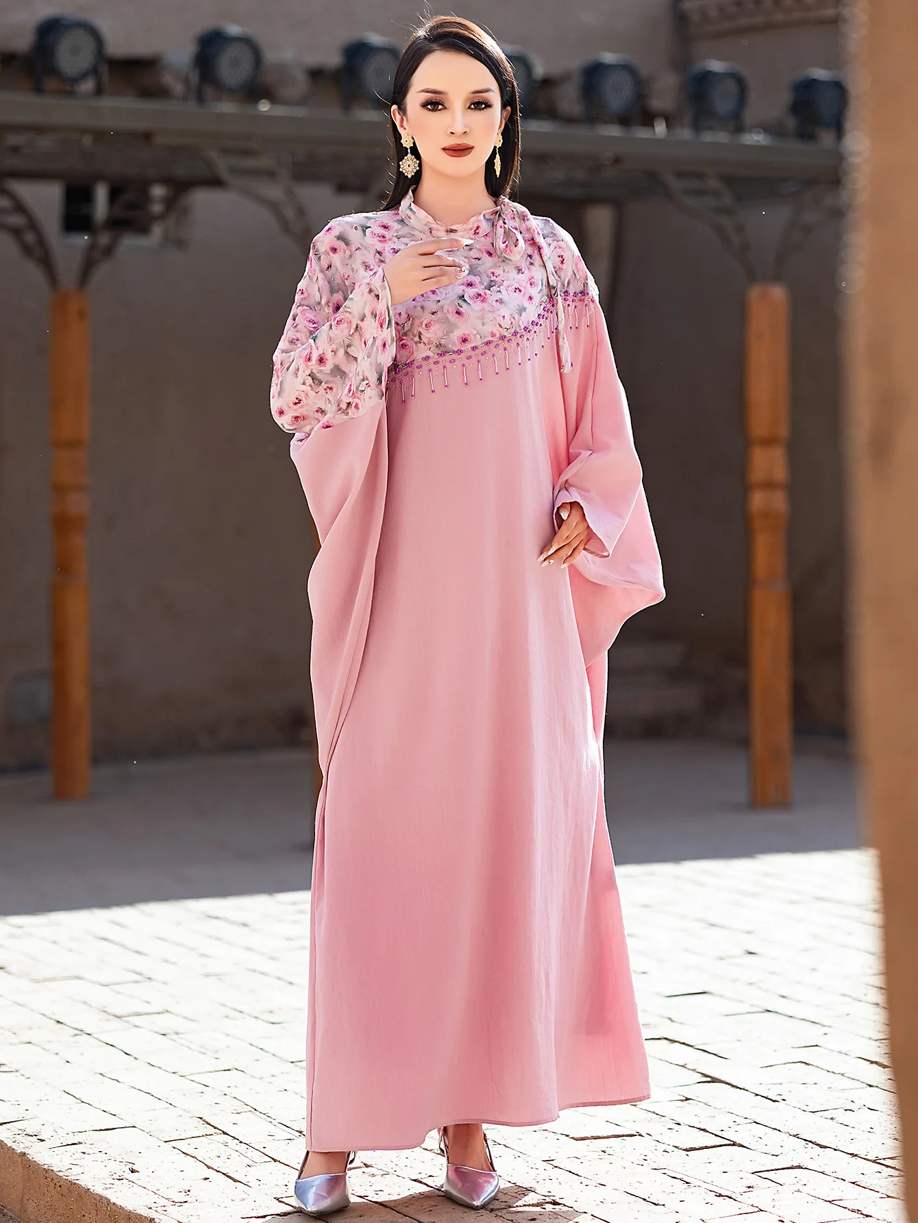 

Eid Women Dress Muslim Abaya Vestidos Largos Bat Sleeve Party Caftan Jalabiya Ramadan Pink Long Dresses Kaftan Arab Robe 2025