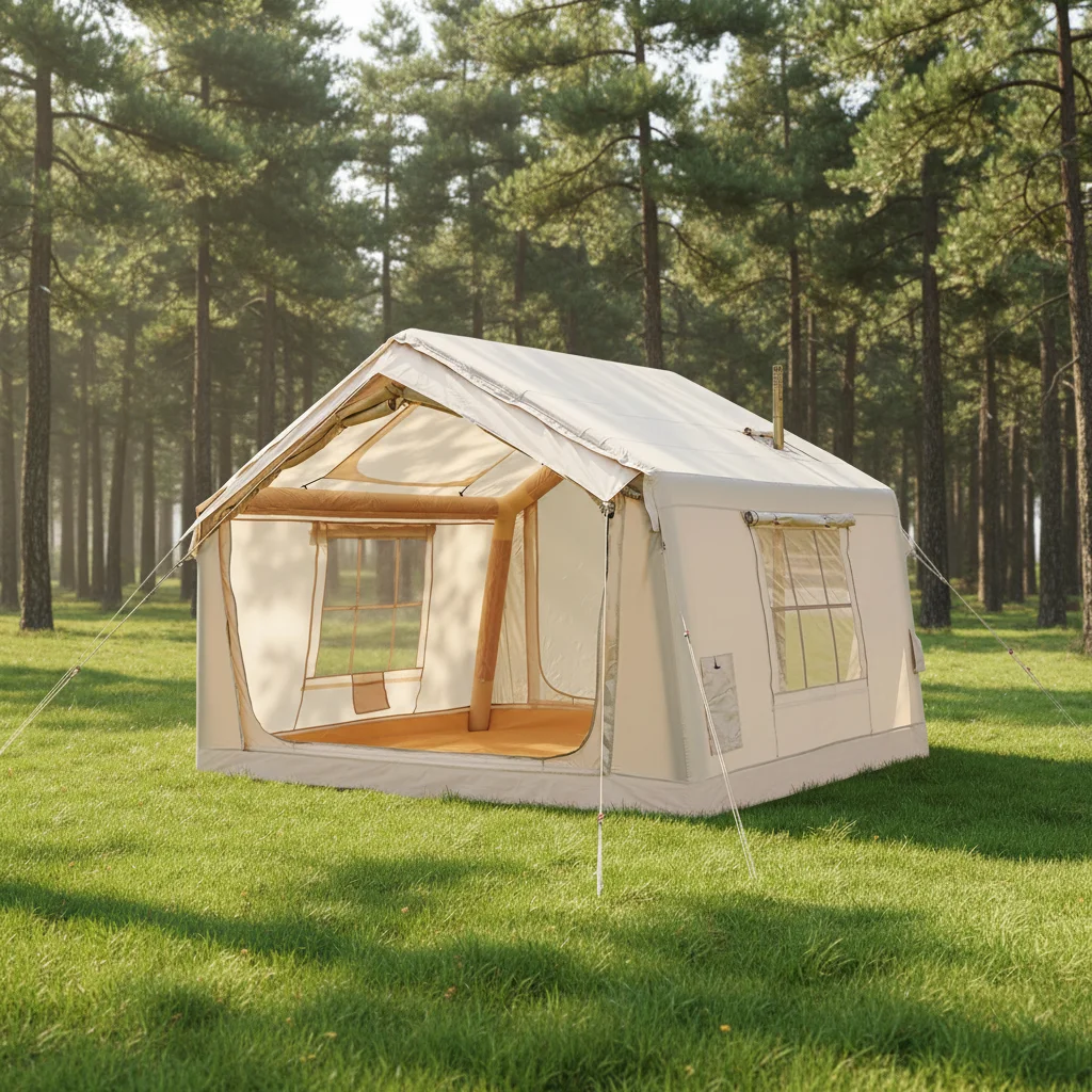 

Inflatable Camping Tent 6/8Person Large Single Layer Oxford PVC Portable Quick Setup 2-Door Pump Waterproof Living Room