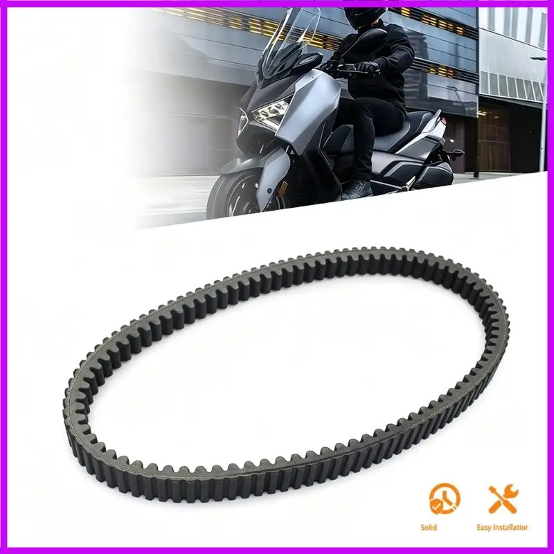 R9CC Continuous-Loop Motorcycle Transmission Belt, with Molded Rubber Construction, Inner Teeth, and a Ribbed Outer Profile